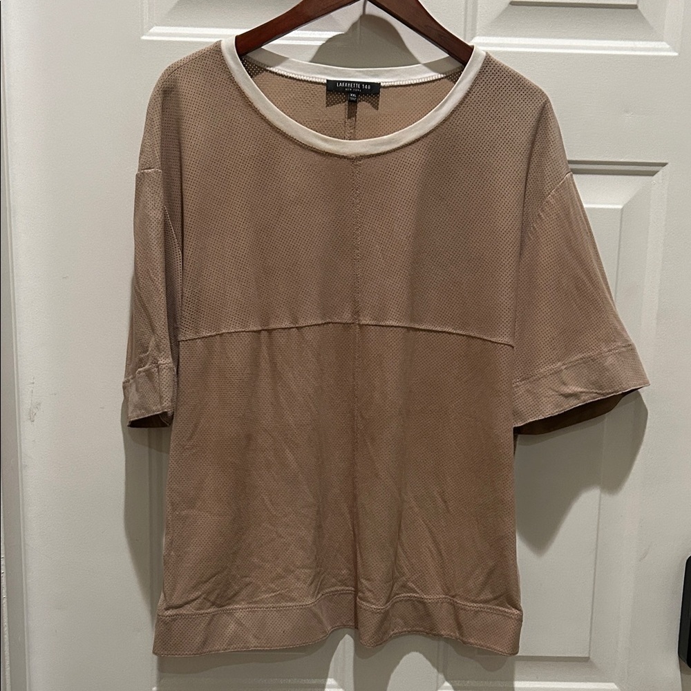 Lafayette 148 New York Beige Short Sleeve Top